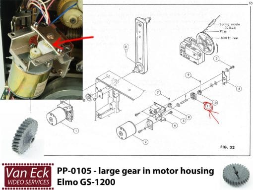 Elmo GS-1200 Gear (2) take-up P413511 (PP-0105) - Image 2