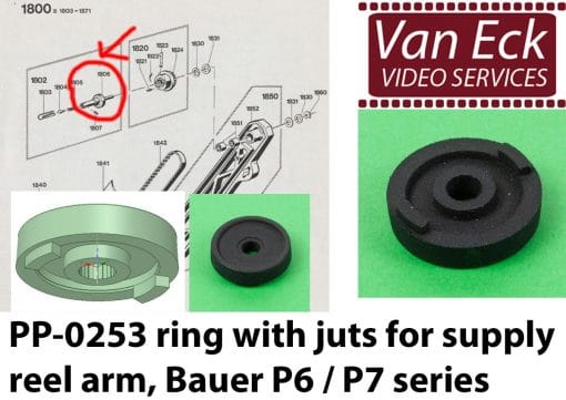 Bauer P6 / P7 ring met nokjes op spoelas - afwikkelspoelarm