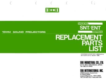 Eiki SNT ENT series Spare parts manual, Languages: English