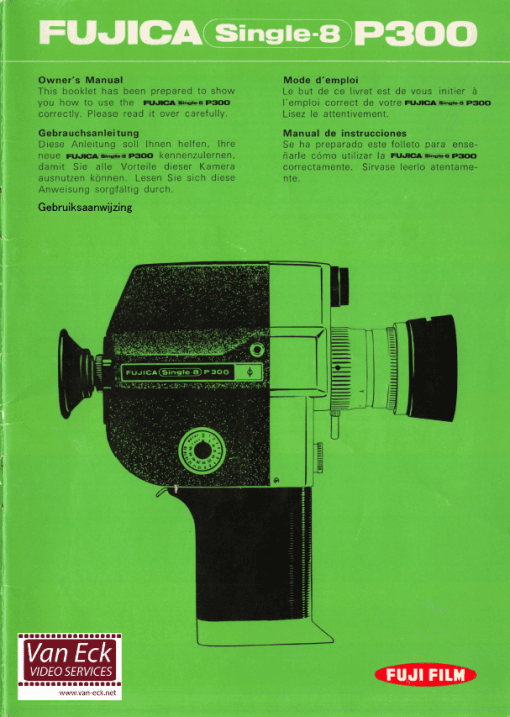 Fujica P300 single 8 Gebruikshandleiding, Talen: Duits Engels Frans Spaans Nederlands