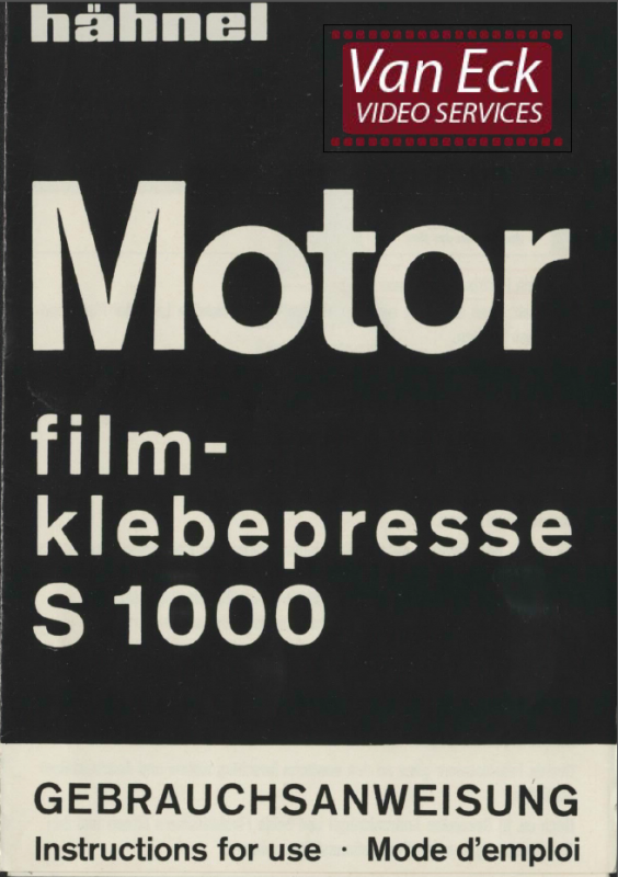 Hähnel Motor filmklebepresse S1000 Gebruikshandleiding Deutsch English