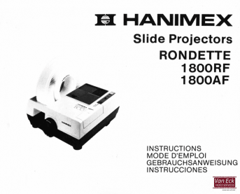 Hanimex Rondette 1800RF 1800AF User manual, Languages: German English French Spanish