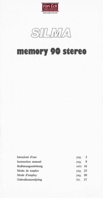 Silma Memory 90 stereo Gebruikshandleiding, Talen: Duits Engels Frans Spaans Italiaans Nederlands