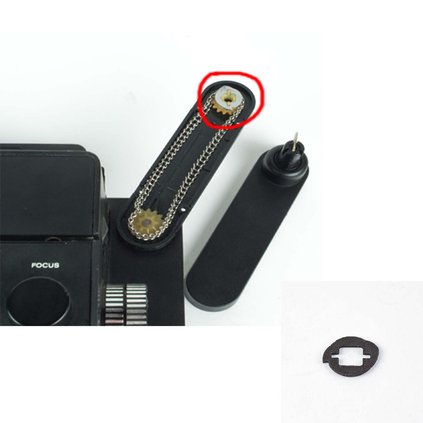 Eumig Mark 6,7,8 series - een-richtings plaatje in afwikkelspoelarm (Eumig nr: 700 4120) (PP-0061) - Afbeelding 2