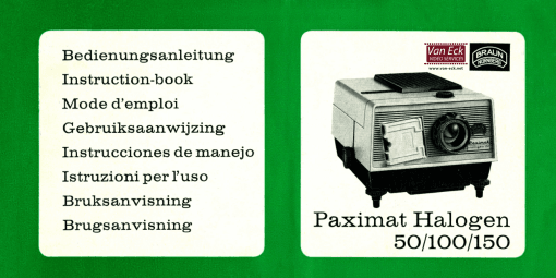 Braun Paximat Halogen 50, 100, 150 User manual, Languages: German English French Spanish Italian Dutch Danish Swedish