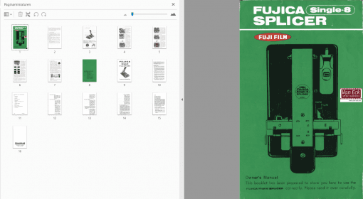 Fujica Single8 splicer Gebruikshandleiding, Talen: Engels Nederlands