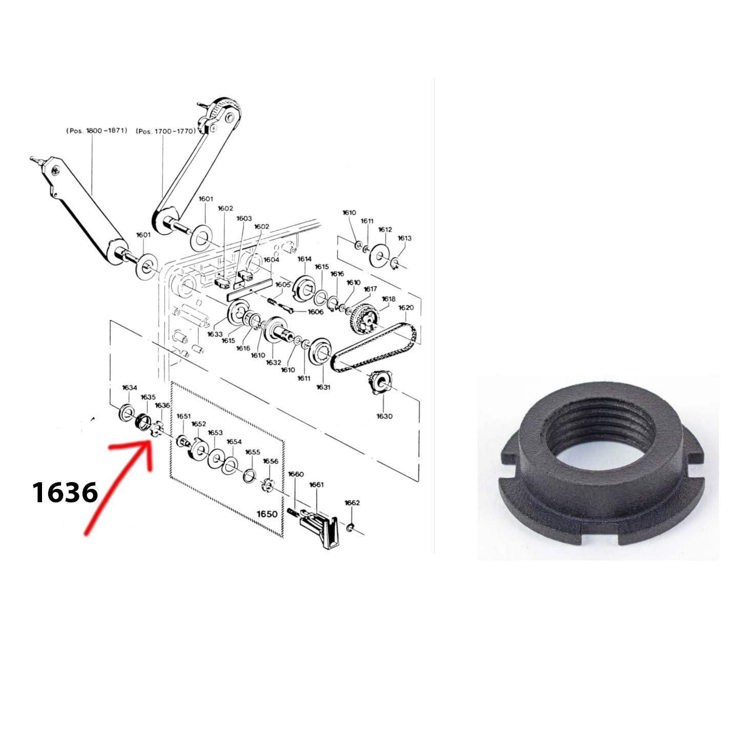 Adjusting nut 7.8mm Bauer P6,P7,P8: nr: 8 693 370 212 (PP-0291) - Image 2