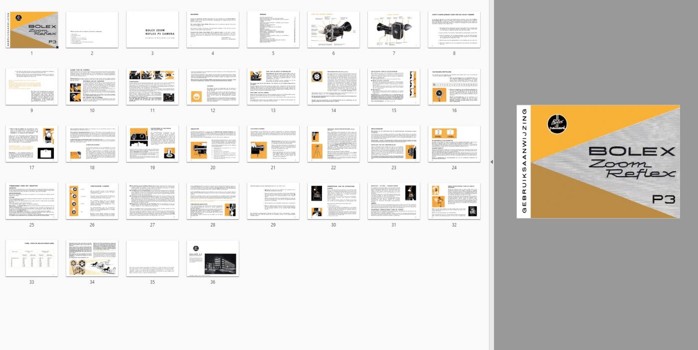 Bolex Paillard Zoom Reflex P3 Gebruikshandleiding, Talen: Nederlands preview