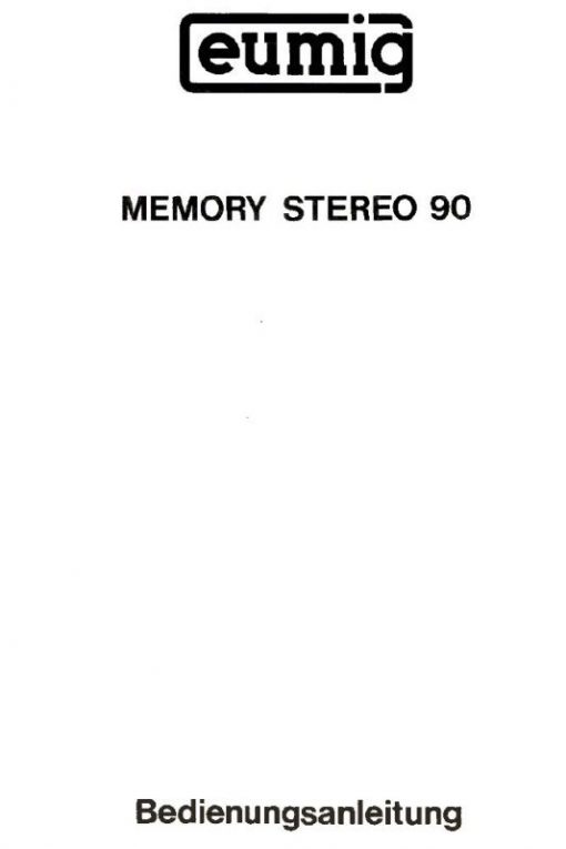 Eumig Memory Stereo 90 Gebruikshandleiding, Talen: Duits cover
