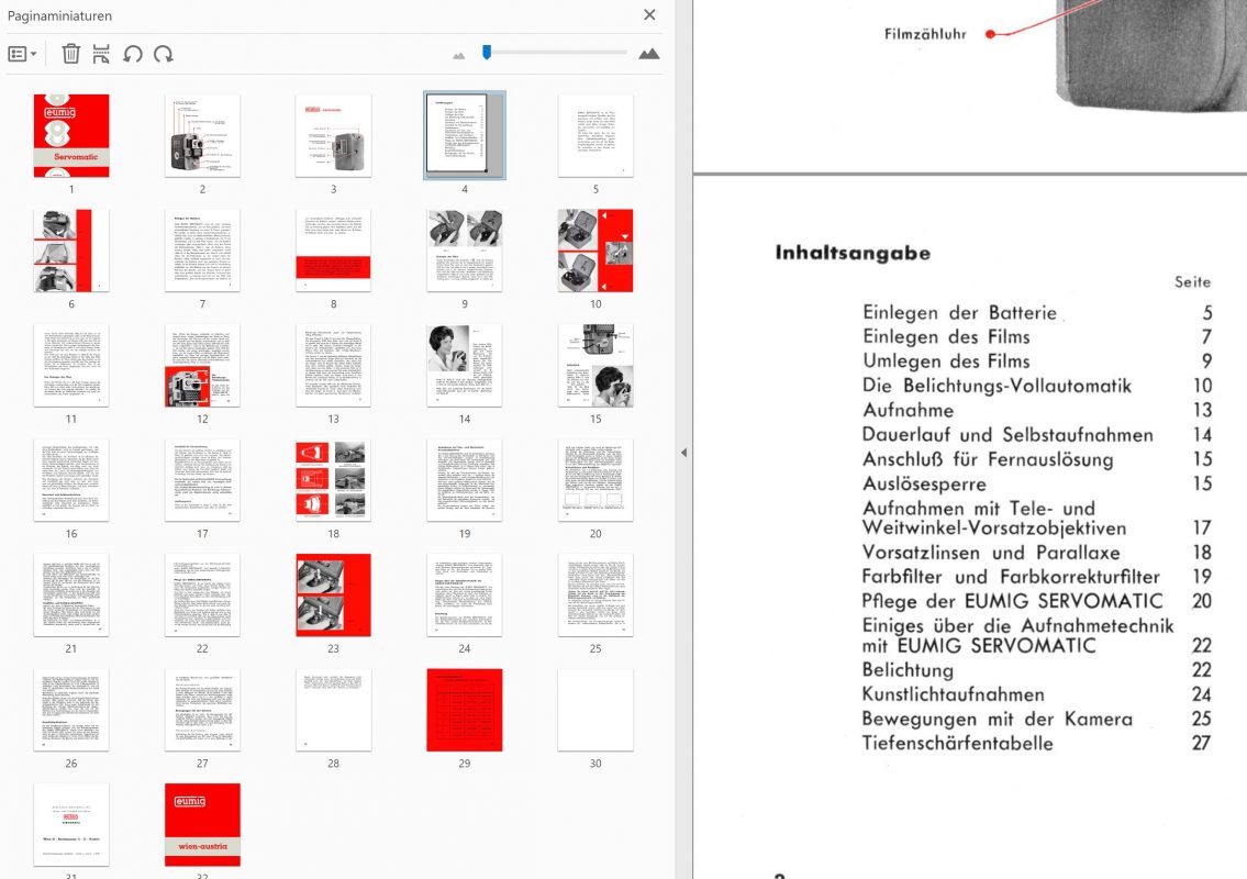 Eumig Servomatic Gebruikshandleiding, Talen: Duits preview