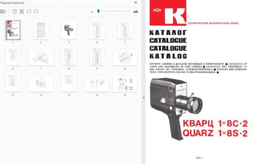 Quarz 1x8S-2 Onderdelenhandleiding, Talen: Duits Engels Frans Russisch preview