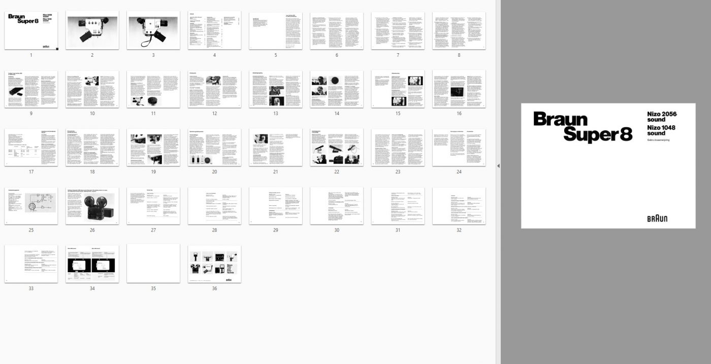 Braun Nizo 2056 sound Nizo 1048 sound Gebruikshandleiding, Talen: Nederlands preview