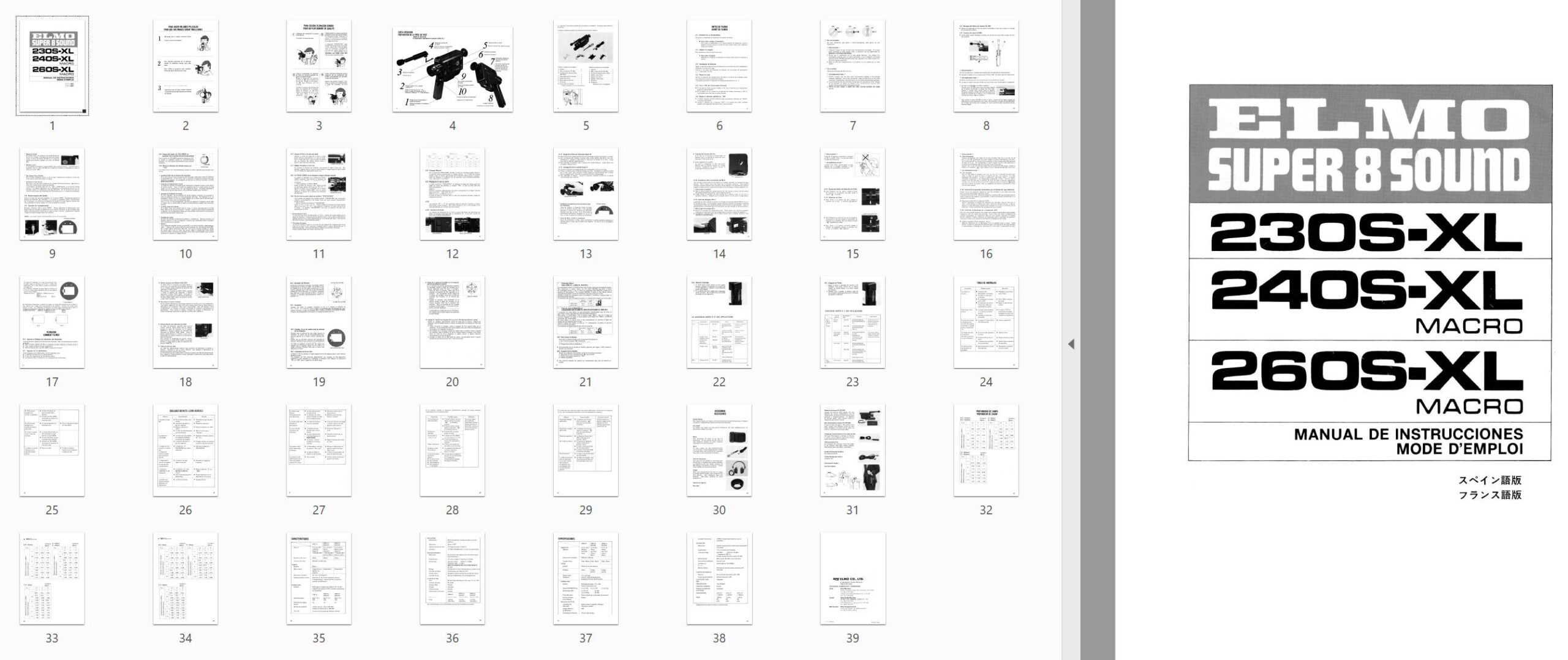 Elmo Super 8 Sound 230S-XL 240S-XL 260S-XL User manual, Languages: French Spanish - Image 2