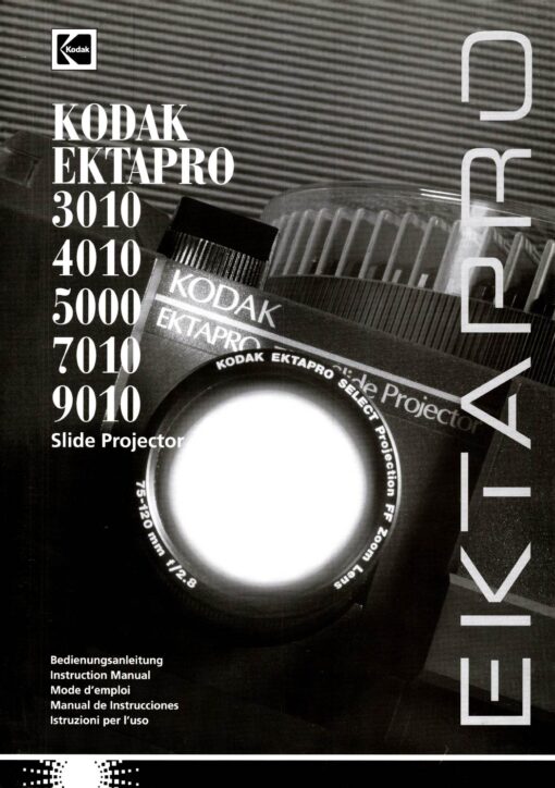 Kodak Ektapro 3010 4010 5000 7010 9010 Sside projector Gebruikshandleiding, Talen: Duits Engels Frans Spaans Italiaans cover