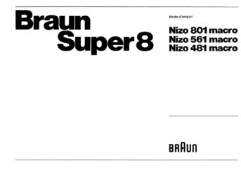 Braun Nizo 801 macro - Nizo 561 macro - Nizo 481 macro Gebruikshandleiding, Talen: Frans cover