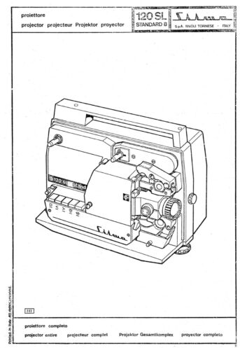 Silma 120SL super 8 standard 8 Onderdelenhandleiding, Talen: Duits Engels Frans Spaans Italiaans cover