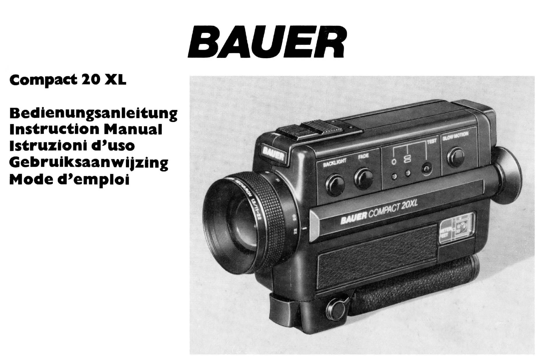 Bauer Compact 20XL Gebruikshandleiding, Talen: Duits Engels Frans Italiaans Nederlands cover