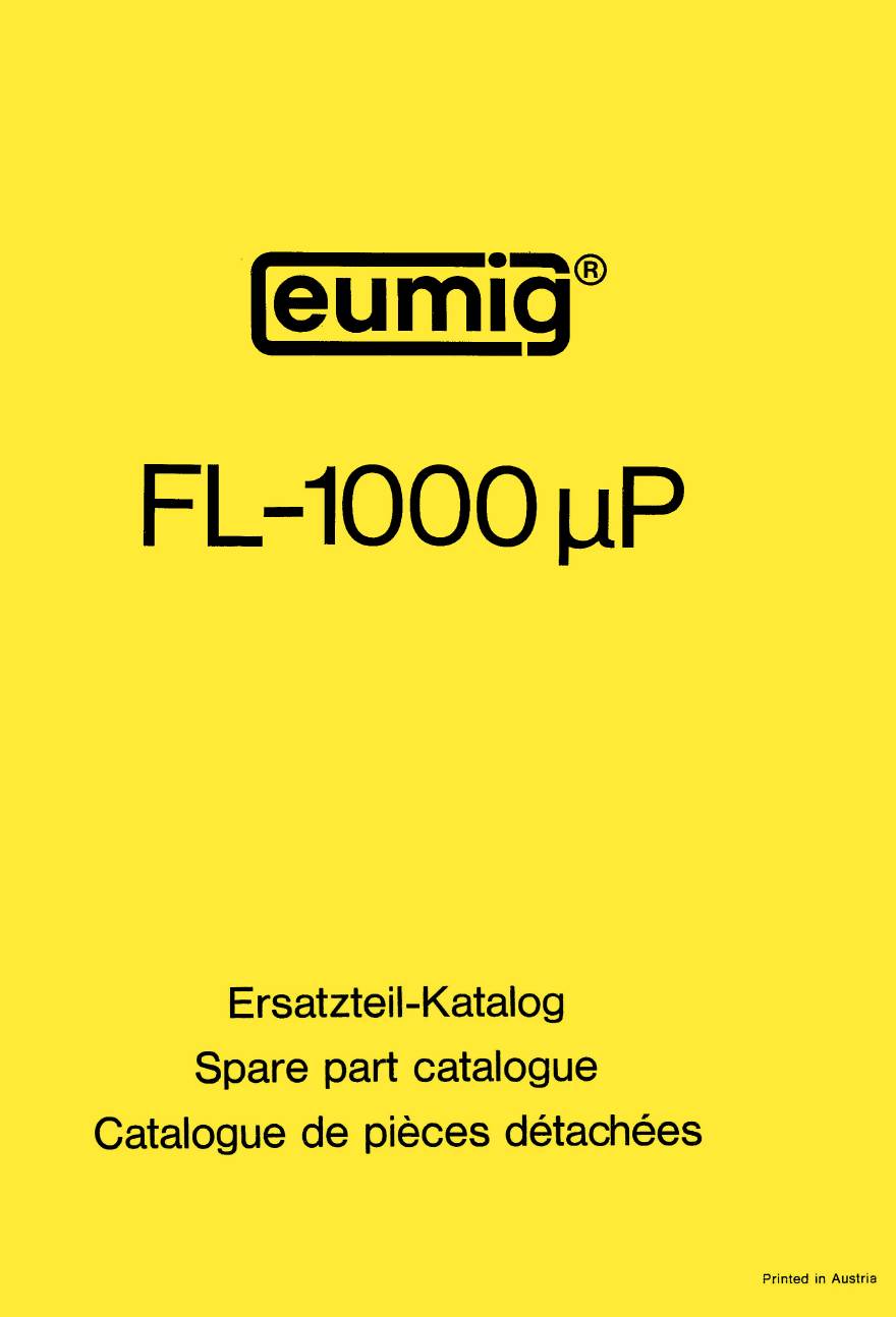 Eumig FL-1000 uP Onderdelenhandleiding, Talen: Duits Engels Frans cover