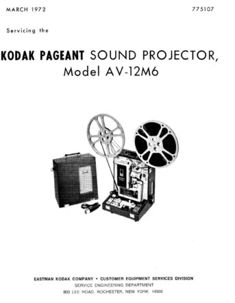 Kodak PAGEANT SOUND PROJECTOR Model AV-12M6 Onderdelen- en service handleiding, Talen: Engels cover