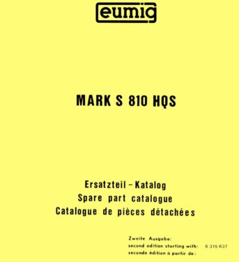Eumig Mark S810 HQS (2nd edition) onderdelenhandleiding, Talen: Duits Engels Frans cover