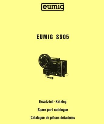 Eumig S905 onderdelenhandleiding, Talen: Duits Engels Frans cover
