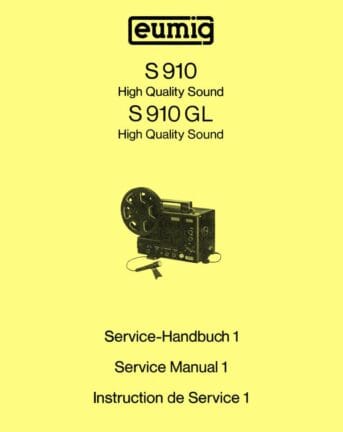 Eumig S910 S910GL- Service Manual 1 service handleiding, Talen: Duits cover