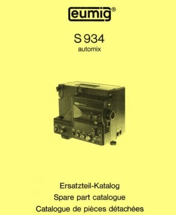 Eumig S934 onderdelenhandleiding, Talen: Duits Engels Frans cover