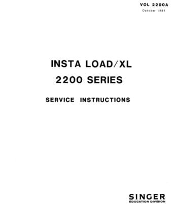 Singer Instaload XL 2200 series service handleiding + onderdelenhandleiding, Talen: Engels cover