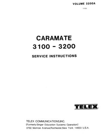 Telex Caramate 3100 3200 service handleiding, Talen: Engels cover