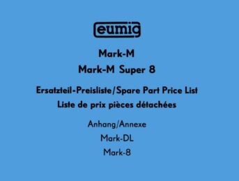 Eumig Mark-M Mark-M Super 8 Mark-DL Mark-8 onderdelenhandleiding, Talen: Duits Engels Frans cover