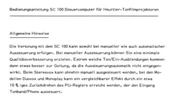 Heurtier Cinevox SC 100 gebruikshandleiding, Talen: Duits cover